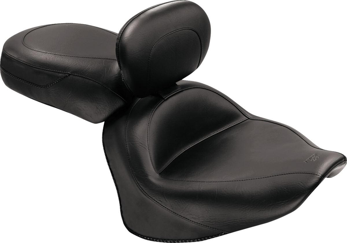 Mustang Seat - Vintage - Wide - Touring - With Driver Backrest - Two-Piece - Smooth - Black - VStar 1300