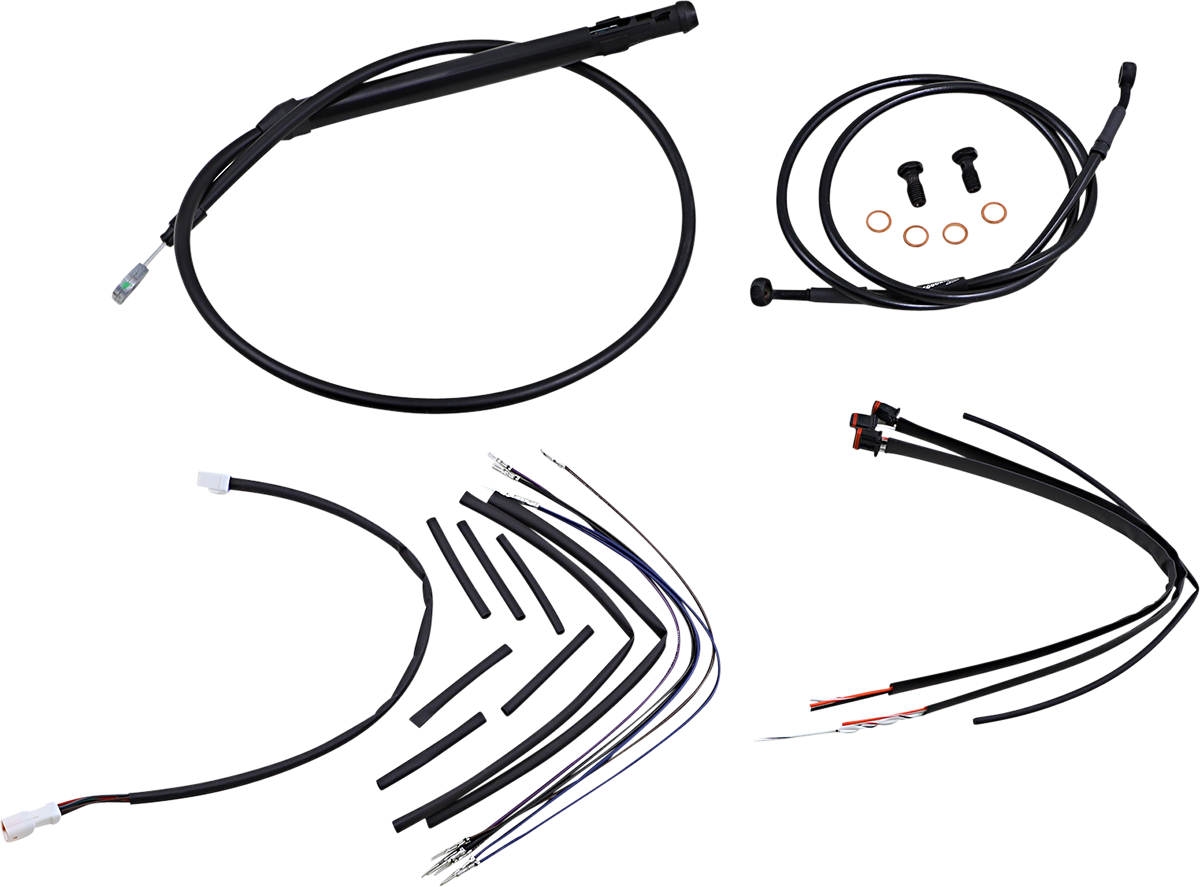 Burly Brand Jail Bar Cable Kit - 14" Handlebars - Black Vinyl - '18-'24 Softail