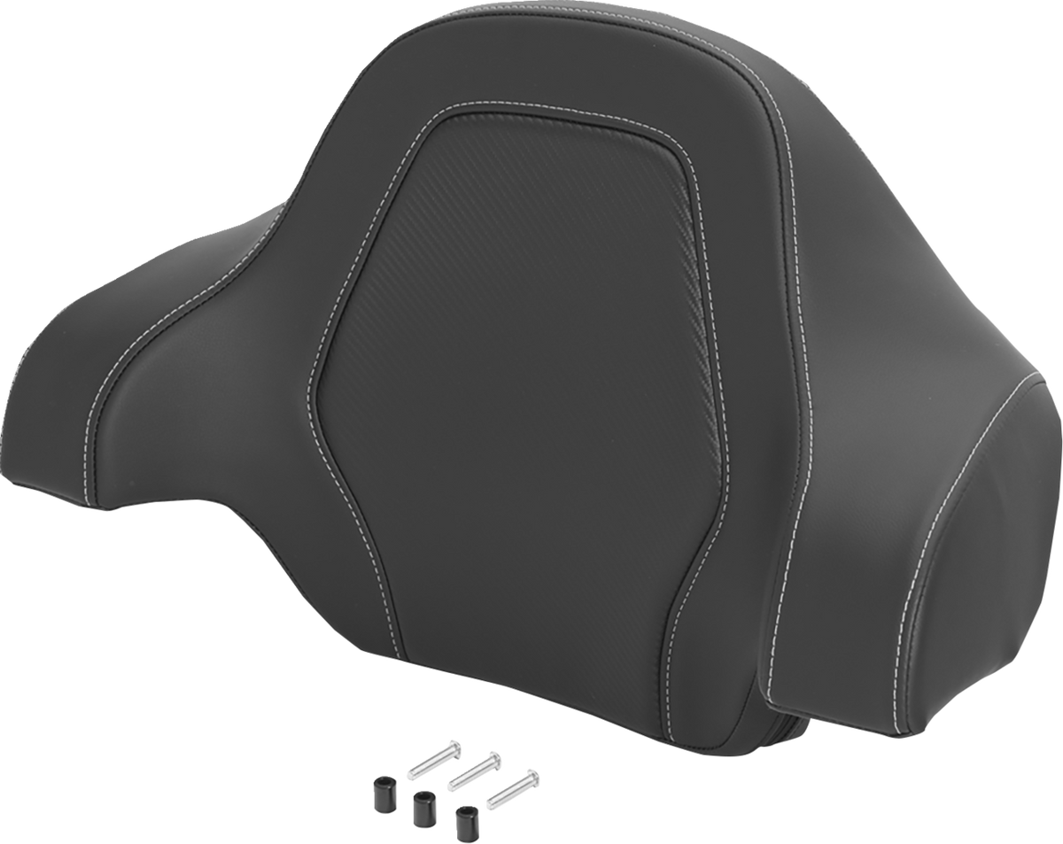 Saddlemen Deluxe Tour Pack Sissy Bar Pad - Black / Silver / Carbon Fiber / Silver Stitching