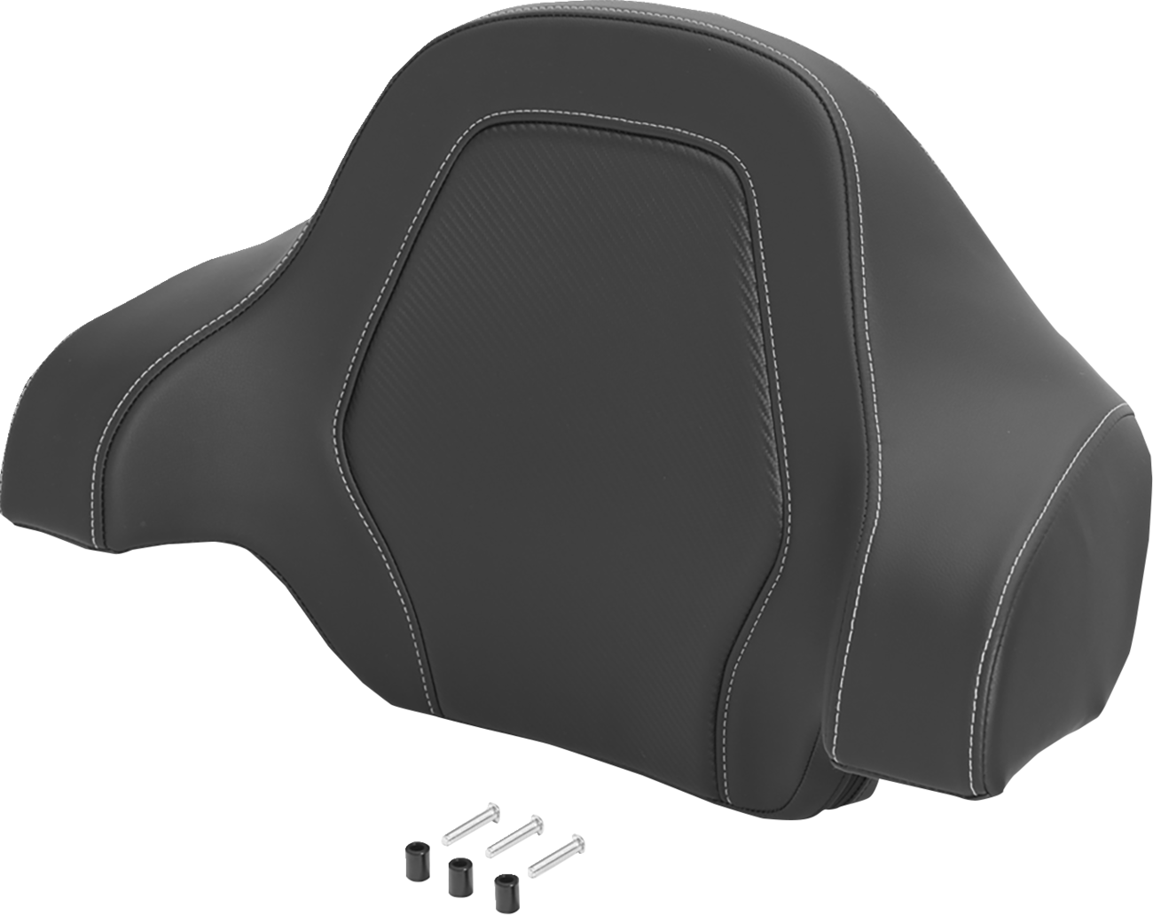 Saddlemen Deluxe Tour Pack Sissy Bar Pad - Black / Silver / Carbon Fiber / Silver Stitching