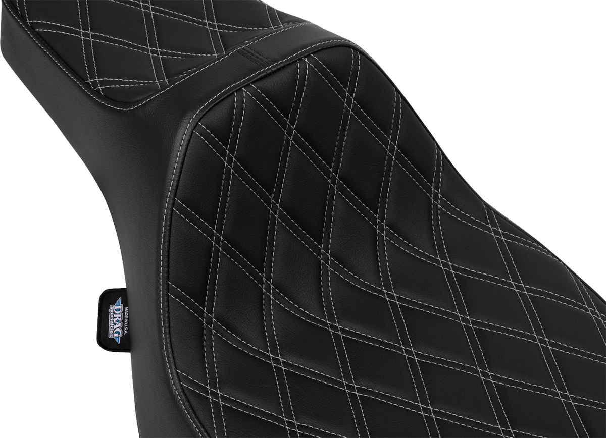Drag Specialties Seats Extended Reach Predator III Seat - Vinyl - Silver Double Diamond Stitch - FLT/FLH '23-'25