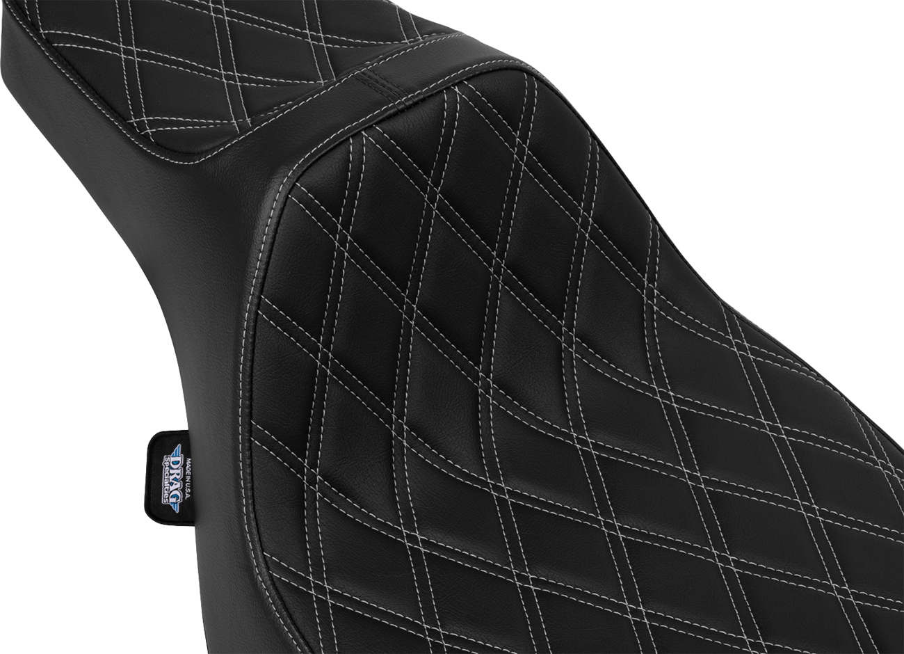 Drag Specialties Seats Extended Reach Predator III Seat - Vinyl - Silver Double Diamond Stitch - FLT/FLH '23-'25