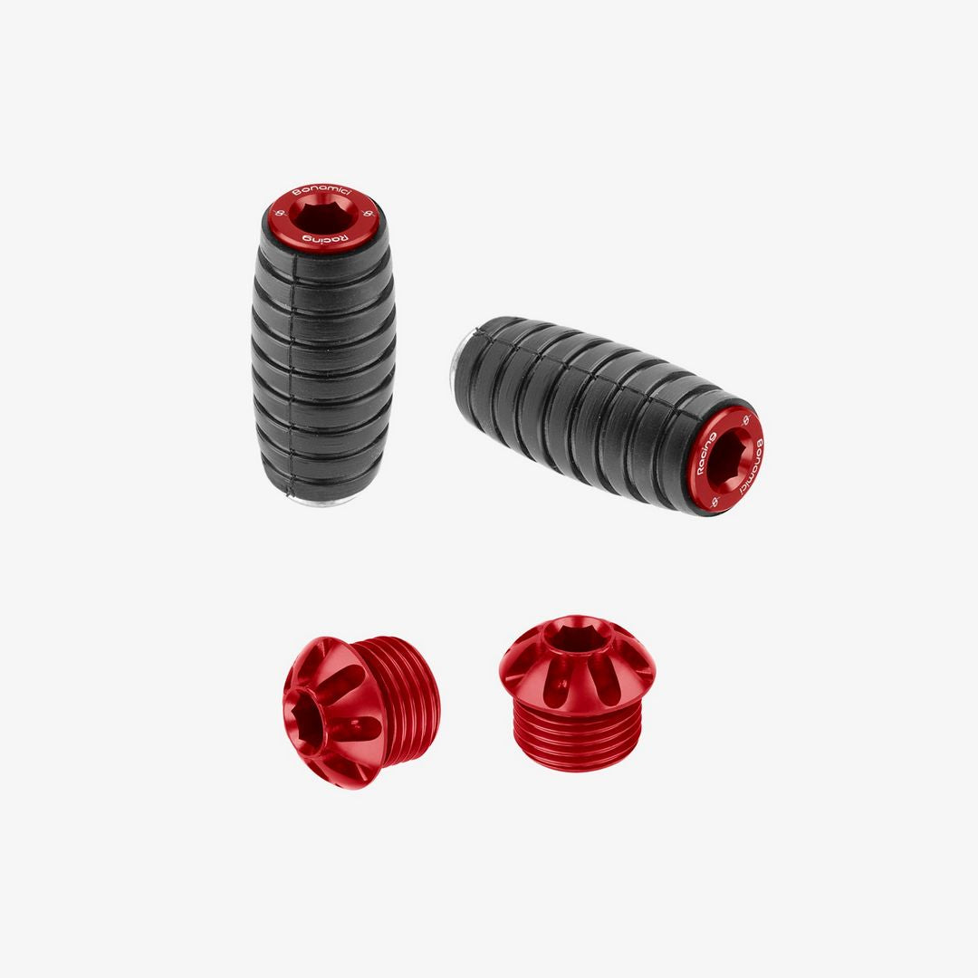 Bonamici Racing Pair Of Caps And Toe Pegs - Red