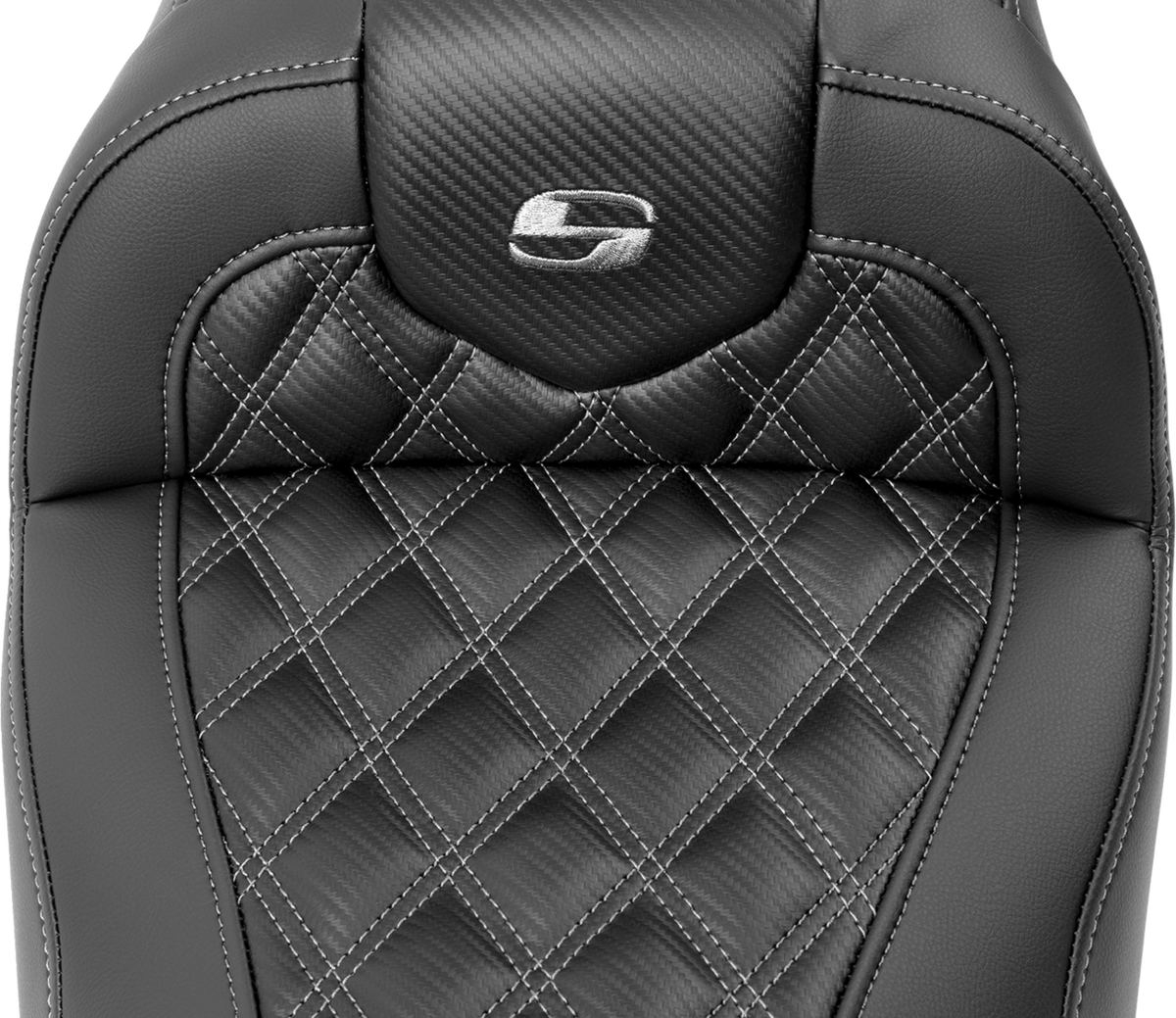 Saddlemen RoadSofa™ Seat - With Backrest - Carbon Fiber - Lattice Stitch - Gray Stitch - FLTR/FLHX '23-'24