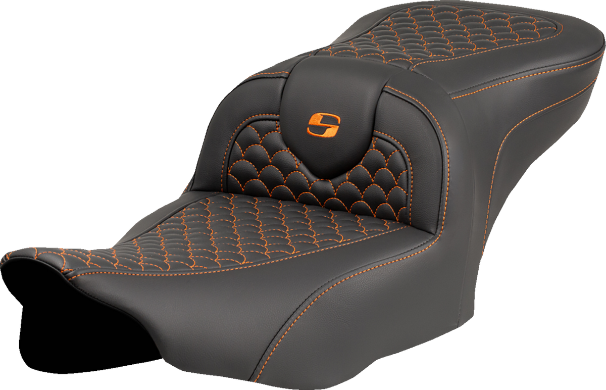 Saddlemen Roadsofa™ Seat - Dragon Scale Stitch - Orange Stitch - W/O Backrest - FLTR/FLHX '23-'24