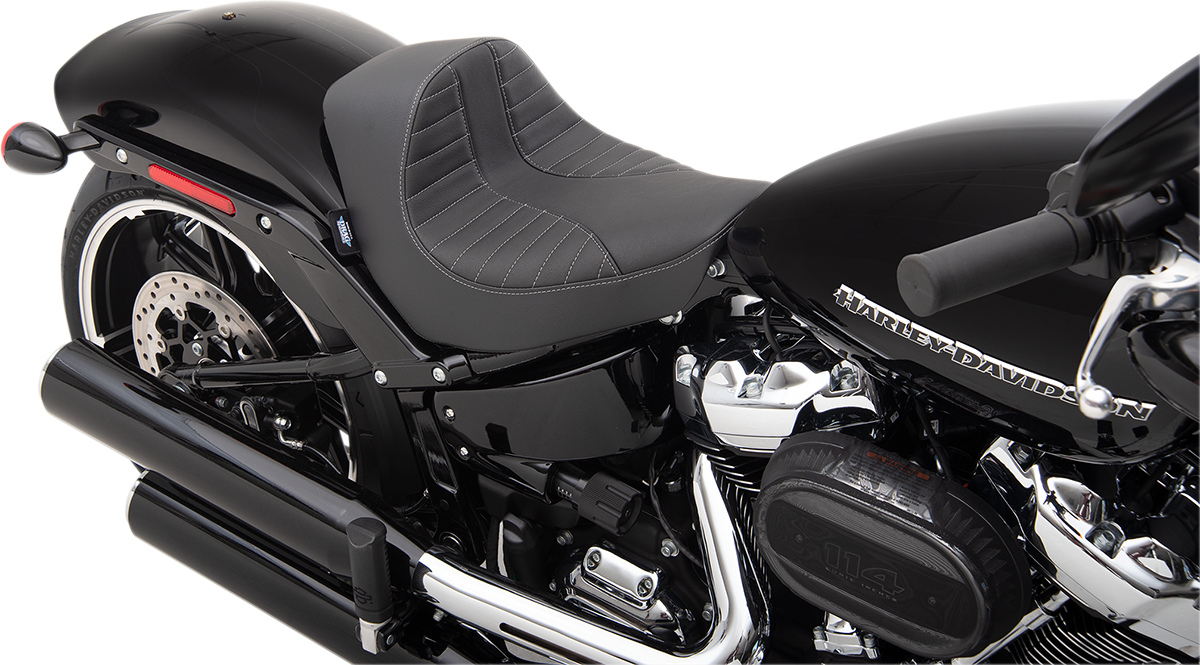 Drag Specialties Seats EZ-Solo Seat - Scorpion Stitch - Silver Thread - Vinyl - FXBR/S '18-'20