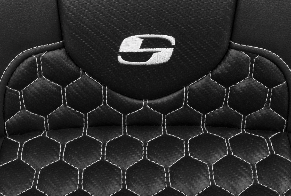Saddlemen Roadsofa™ Extended Reach Seat - With Backrest - Honeycomb - White Stitch - FLTR/FLHX '23-'24