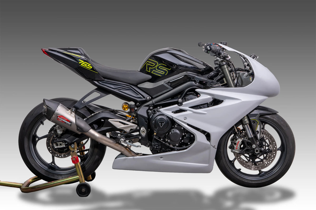 Yoshimura Street Triple 765 23-26 RACE AT2 Titanium Full Exhaust, W/ Titanium Muffler