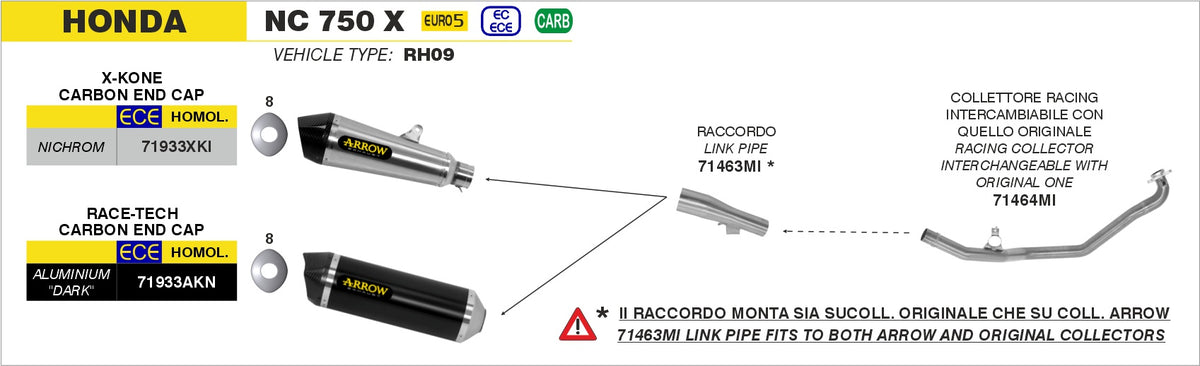 Arrow 71933AKN Race-Tech Aluminium Dark Slip On With Carbon End Cap