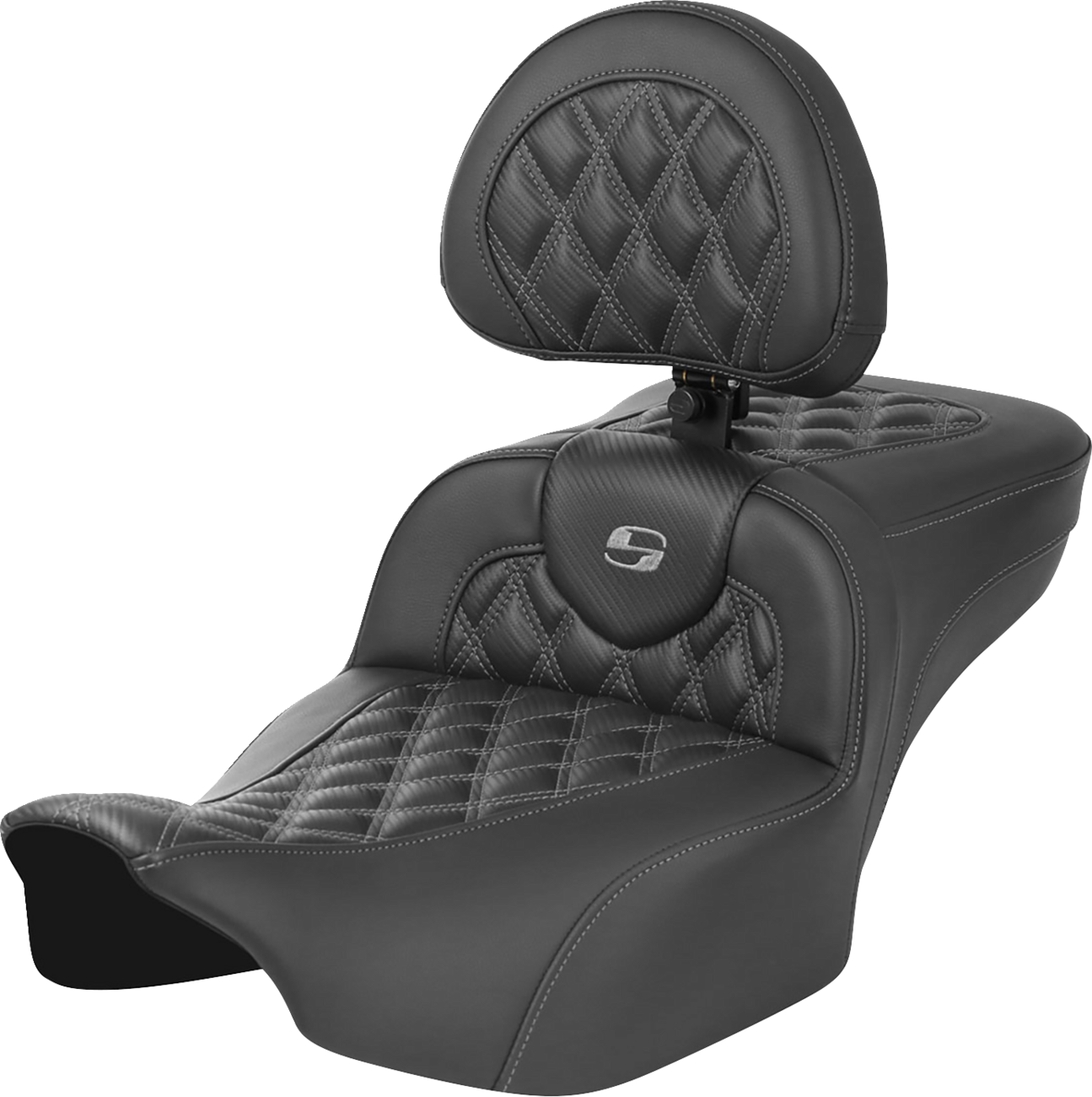 Saddlemen Roadsofa™ Extended Reach Seat - Without Backrest - Lattice Stitch - Gray Stitch - FLTR/FLHX '23-'24