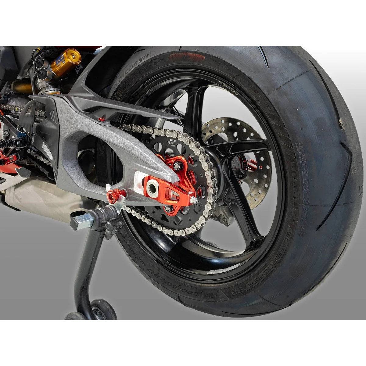 Ducabike DBK CNC Chain Adjuster And Caliper Bracket Ducati Panigale V4 V4S Tricolore
