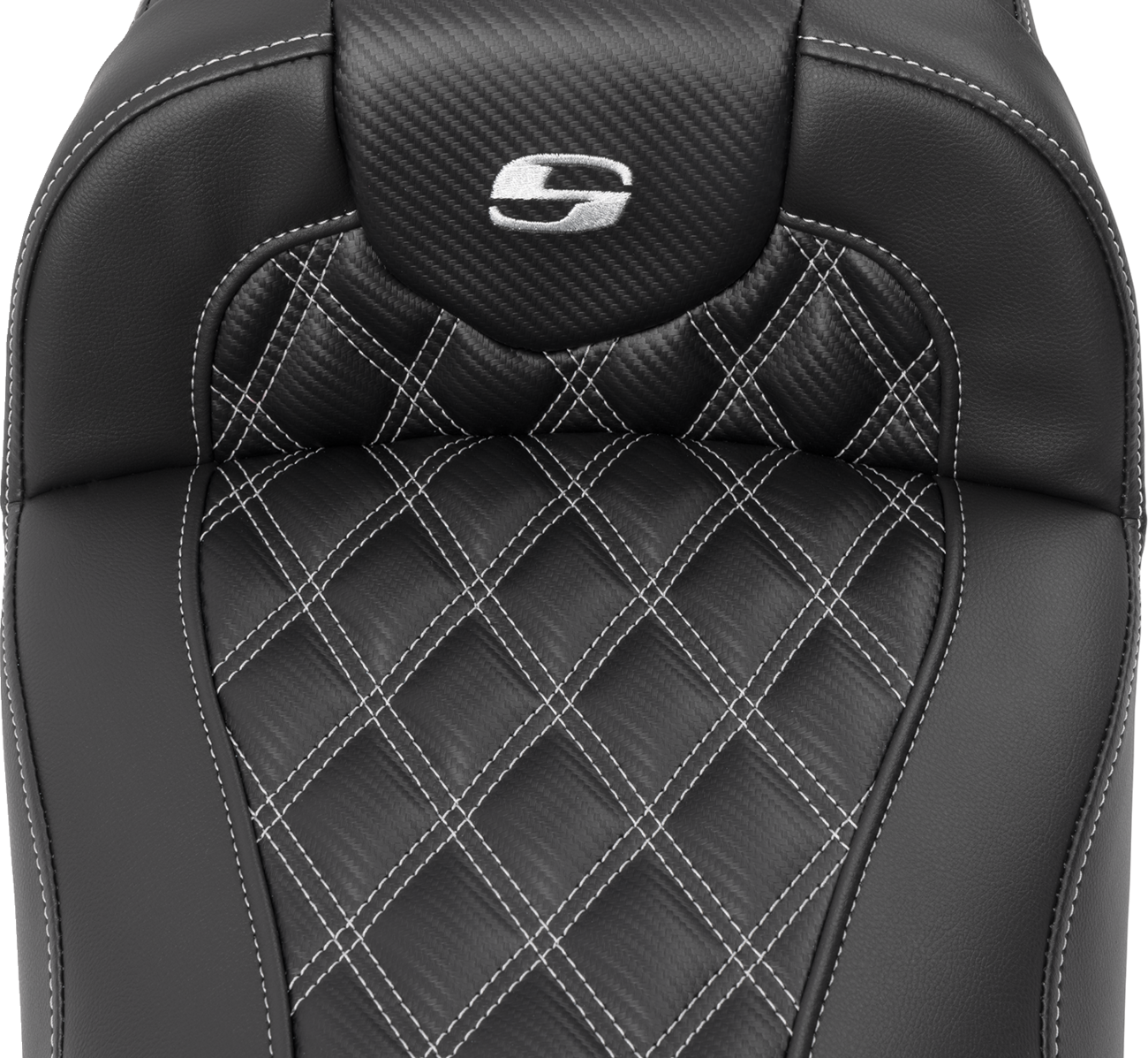 Saddlemen Roadsofa™ Extended Reach Seat - Without Backrest - Lattice Stitch - Silver Stitch - FL/FX '23-'24