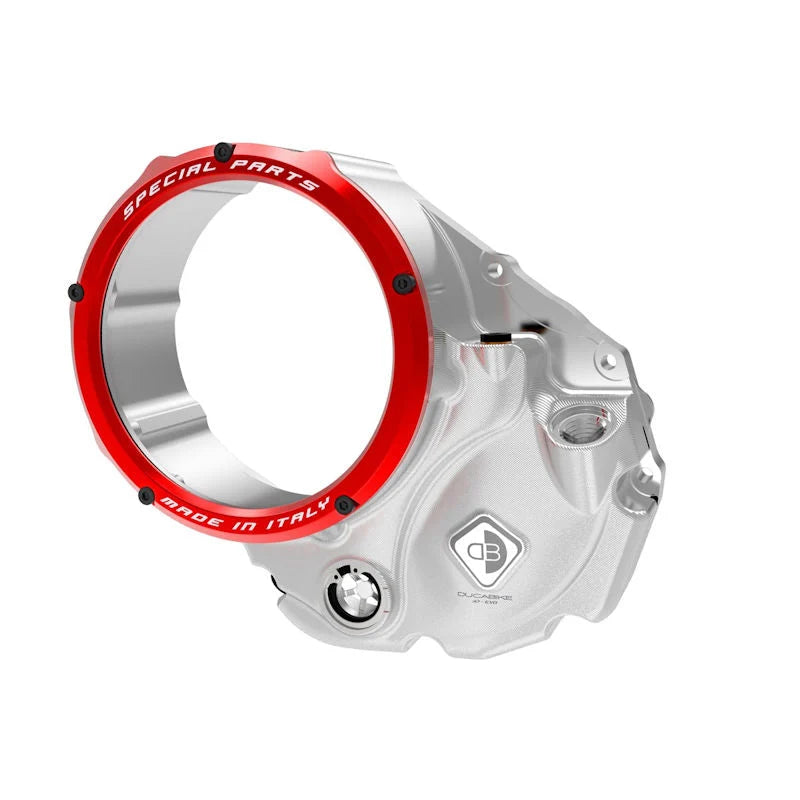 Ducabike DBK 3D Clear Clutch Cover For Ducati Monster 1200 1200S 1200R - Silver-Red