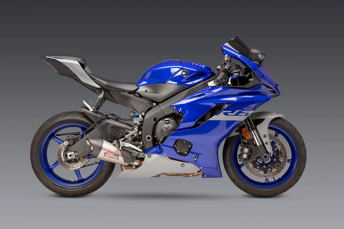 Yoshimura YZF-R6V 06-20 AT2 Stainless Slip-On Exhaust, W/ Stainless Muffler