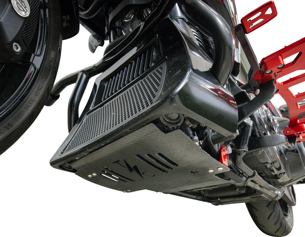 Thrashin Supply CO. Skid Plate - Carbon Fiber/Gloss - With Red Brackets - FLHX/FLTRX