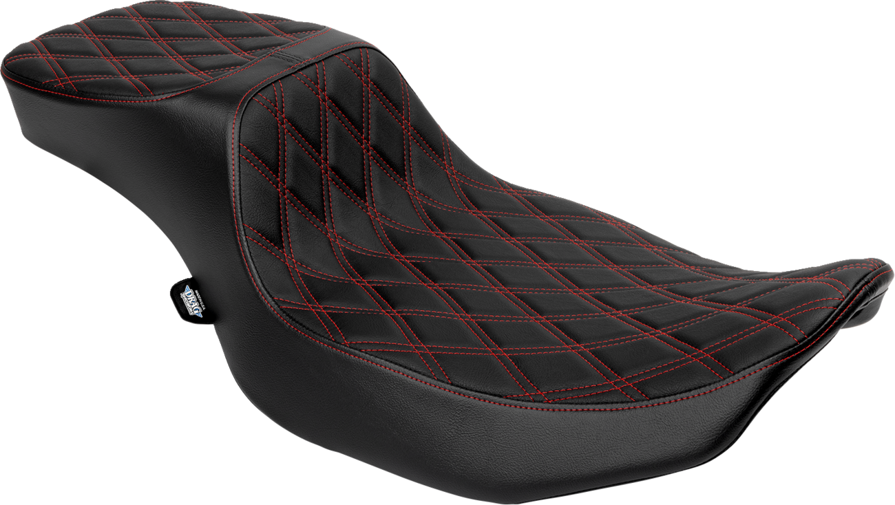 Drag Specialties Seats Performance Predator 2-Up Seat - Extended Reach - Vinyl - Red Double Diamond Stitch