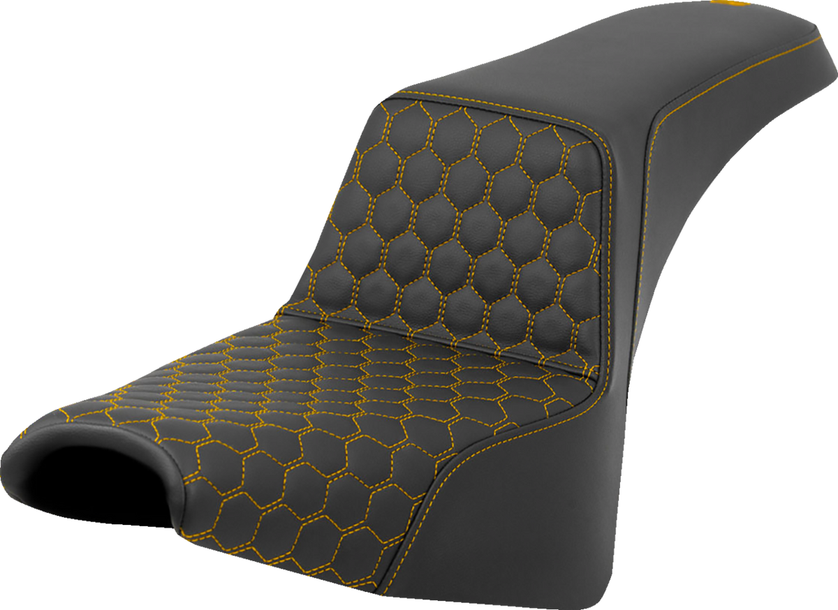 Saddlemen Step-Up Seat - Honeycomb - Gold Stitching - FXBB/FXST '18-'24