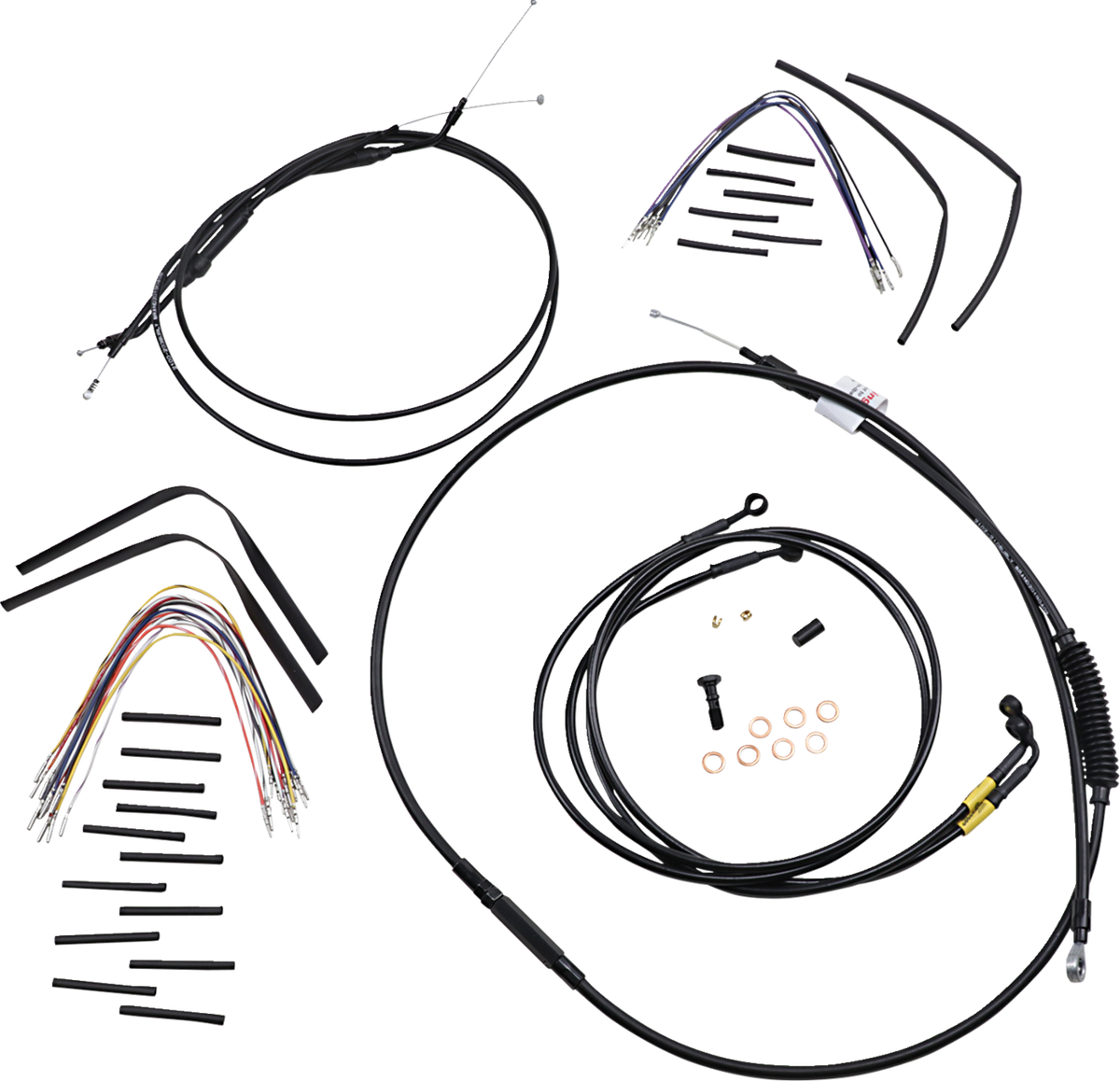 Burly Brand Complete Black Vinyl Handlebar Cable/Line Kit For Ape Hangers - 16" - '96-'05 FXD