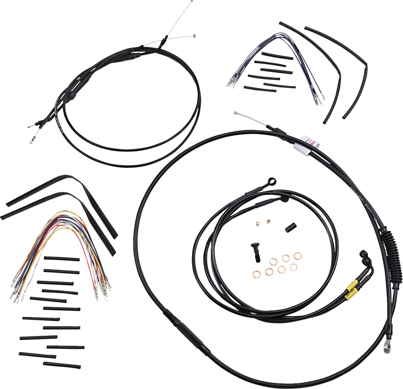 Burly Brand Complete Black Vinyl Handlebar Cable/Line Kit For Ape Hangers - 16" - '96-'05 FXD