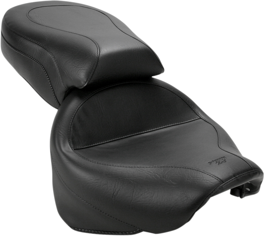 Mustang Seat - Vintage - Wide - Touring - Without Driver Backrest - Two-Piece - Smooth - Black