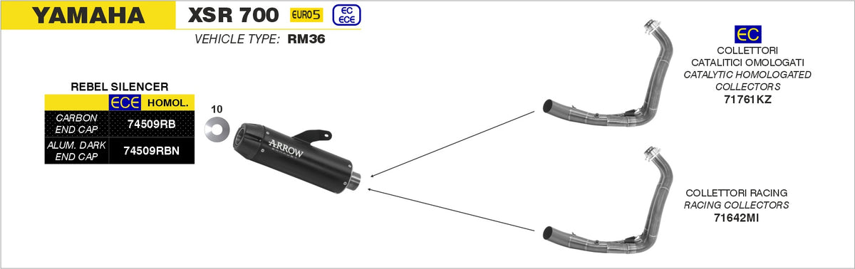 Arrow 74509RBN Rebel Slip On With Aluminium Dark End Cap