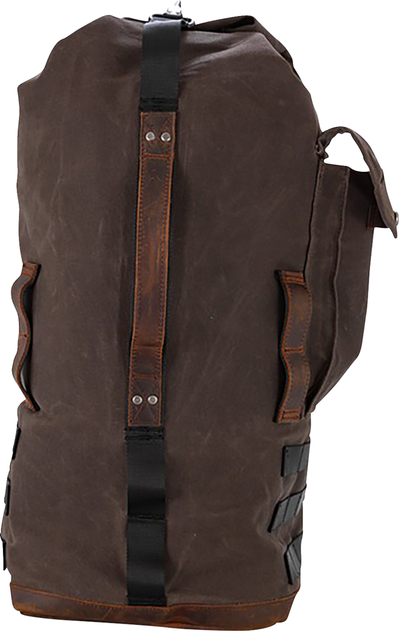 Burly Brand Voyager Sissy Bar Backpack - Brown / Cotton Canvas / Leather