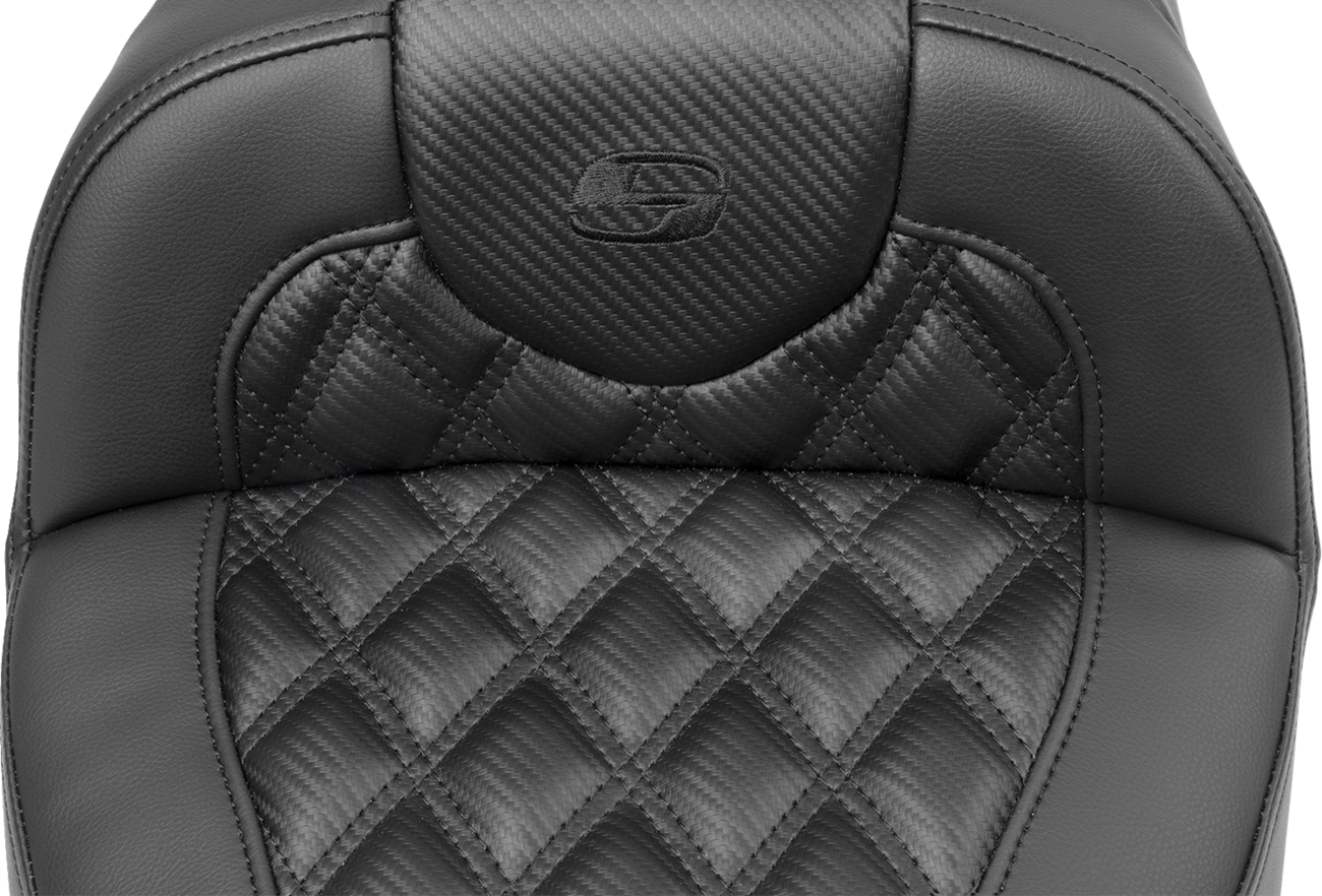 Saddlemen Roadsofa™ Extended Reach Seat - Without Backrest - Carbon Fiber - Lattice Stitch - FLTR/FLHX '23-'24