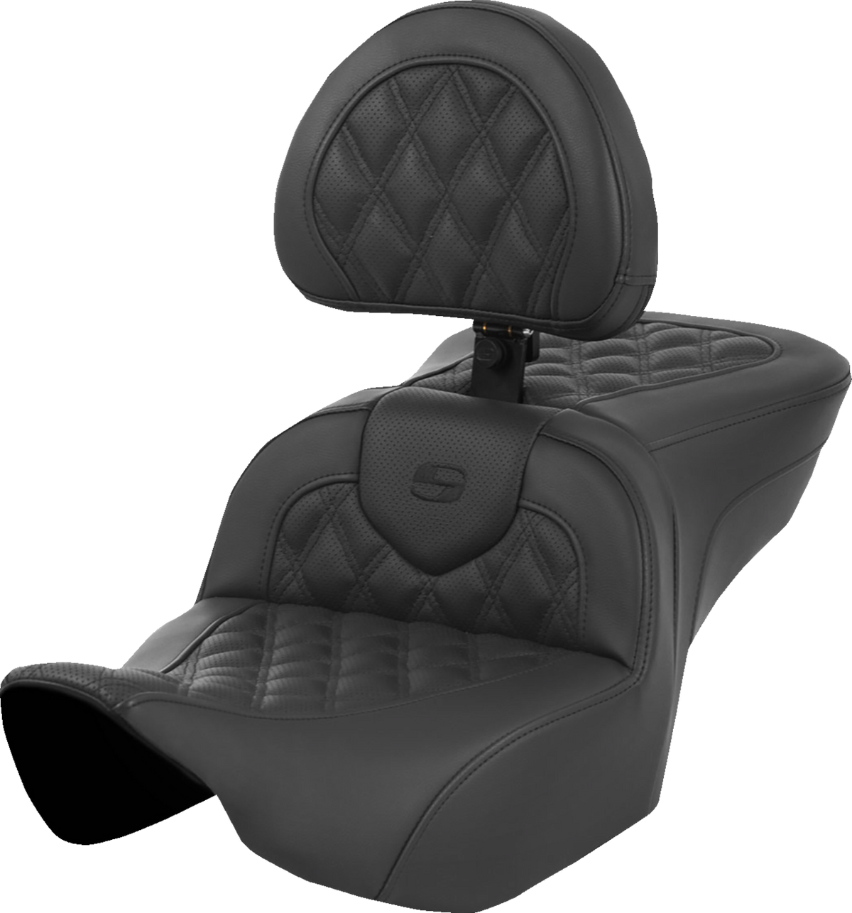 Saddlemen Roadsofa™ Seat - With Backrest - Lattice Stitch - Black - FL '23-'24