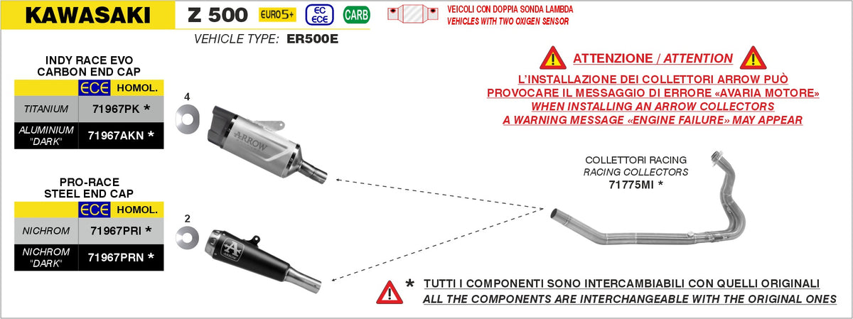 Arrow 71967PK Indy Race Evo Titanium Slip On With Carbon End Cap