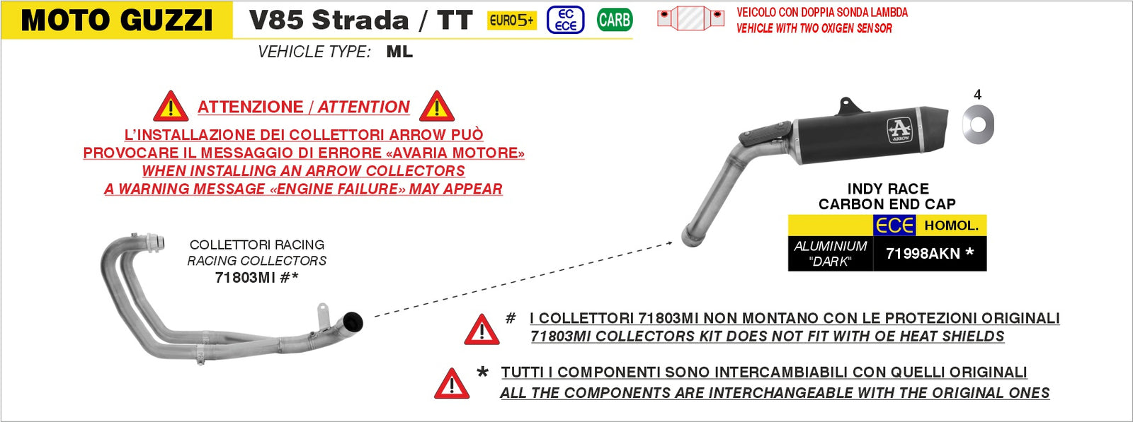 Arrow 71998AKN Indy Race Aluminium Dark Slip On With Carbon End Cap