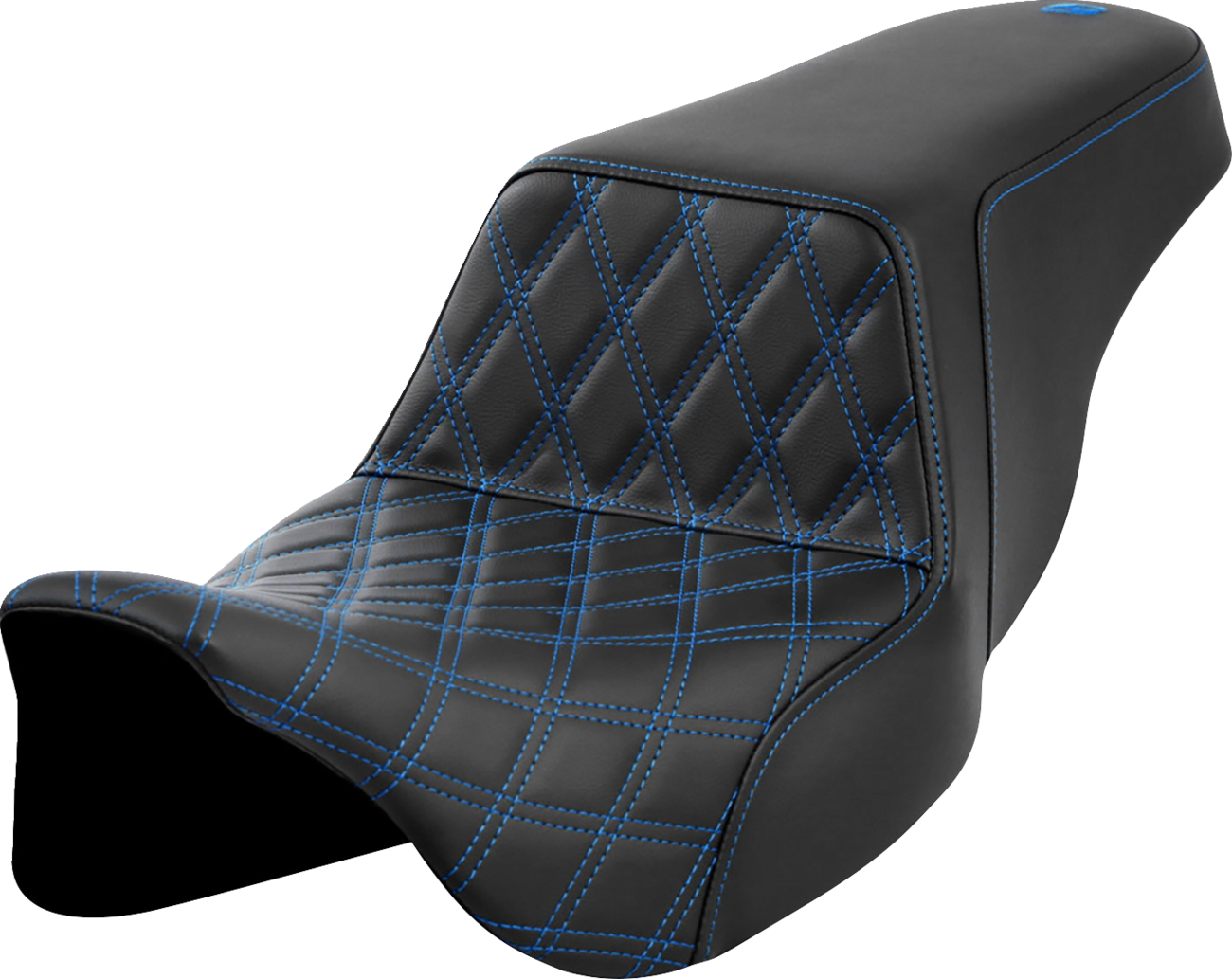 Saddlemen Step-Up Seat - Front Lattice Stitch - Blue Stitch - FLH/FLT '08-'23
