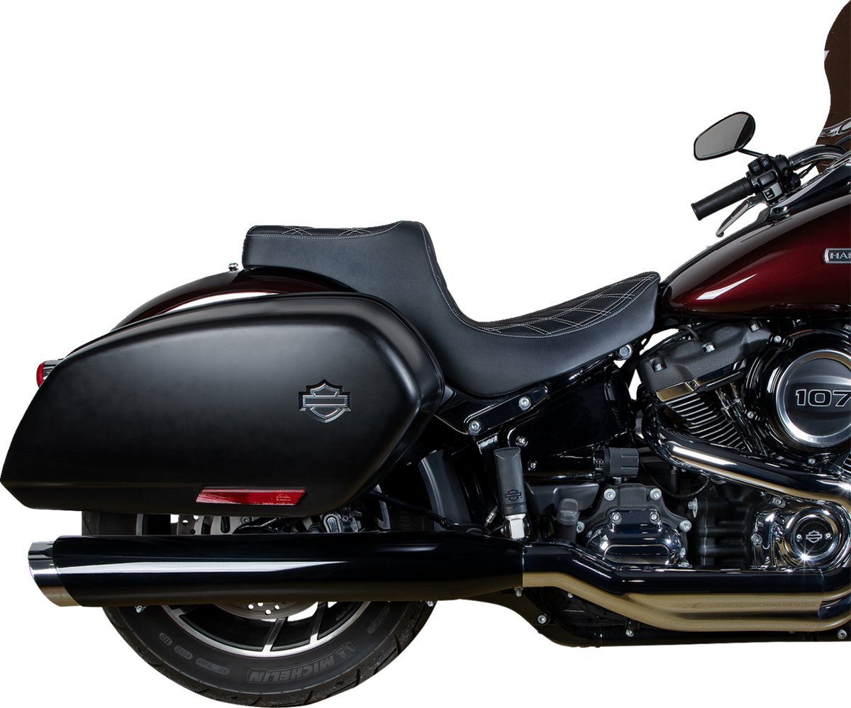 Drag Specialties Seats Predator III 2-Up Seat - Vinyl - Double Diamond - Silver Stitching - FL/FX '18-'24