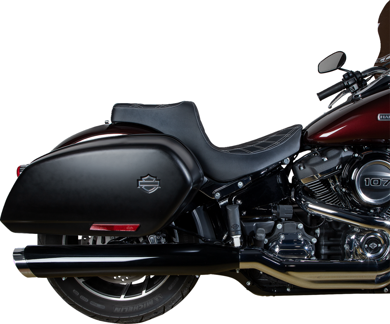 Drag Specialties Seats Predator III 2-Up Seat - Vinyl - Double Diamond - Silver Stitching - FL/FX '18-'24