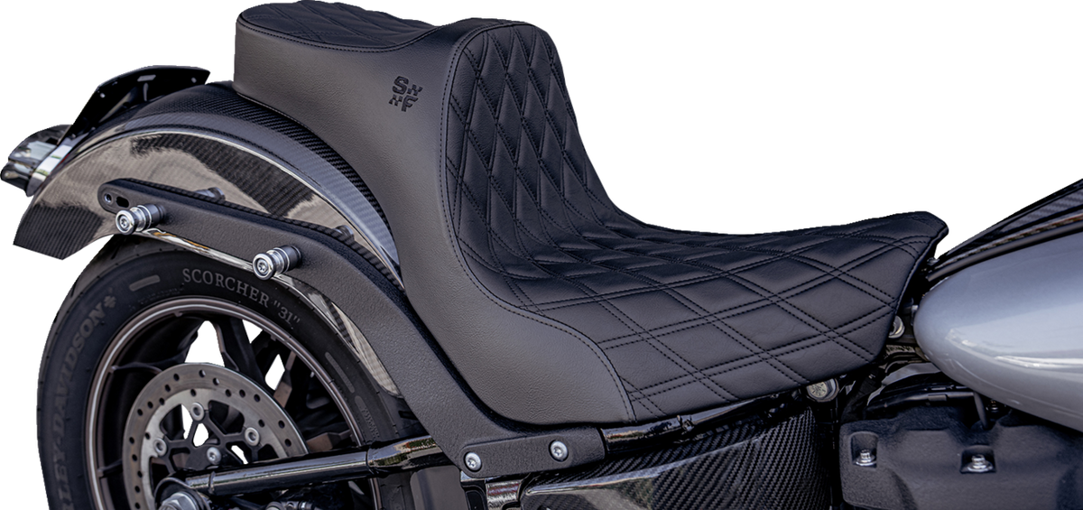 Slyfox Chariot Seat - Black Double Diamond Stitch - Black Logo - FLSB '18-'21/FXLR '18-'26