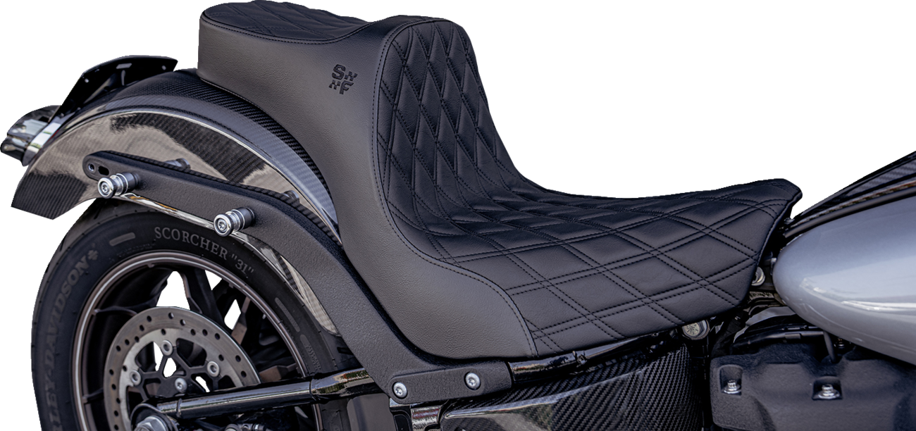 Slyfox Chariot Seat - Black Double Diamond Stitch - Black Logo - FLSB '18-'21/FXLR '18-'26