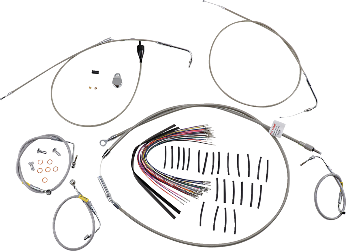 Burly Brand Control Kit For Early Touring Bikes With Bagger Bar Handlebars - 15" - Cruise - Stainless