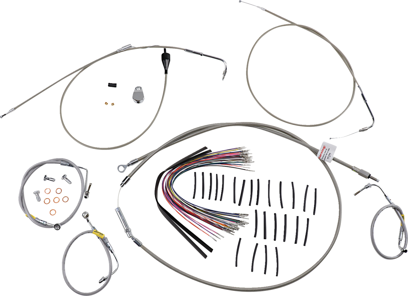 Burly Brand Control Kit For Early Touring Bikes With Bagger Bar Handlebars - 15" - Cruise - Stainless