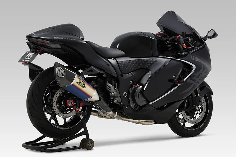 Yoshimura HAYABUSA 2021-23 JMCA RACE R-11Sq R TITANIUM FULL SYSTEM WITH TITANIUM BLUE SLEEVE