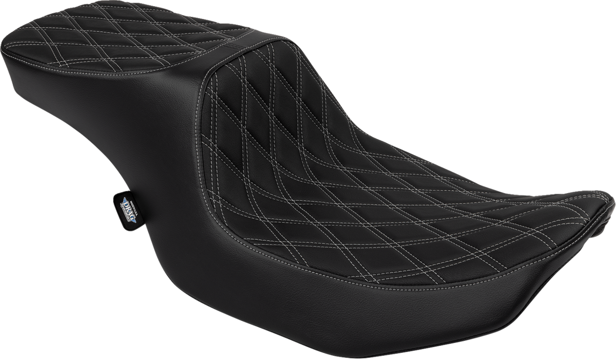 Drag Specialties Seats Predator 2-Up Seat - Vinyl - Double Diamond Silver Stitch - W/O Backrest - FLTR/FLHX '23-'24