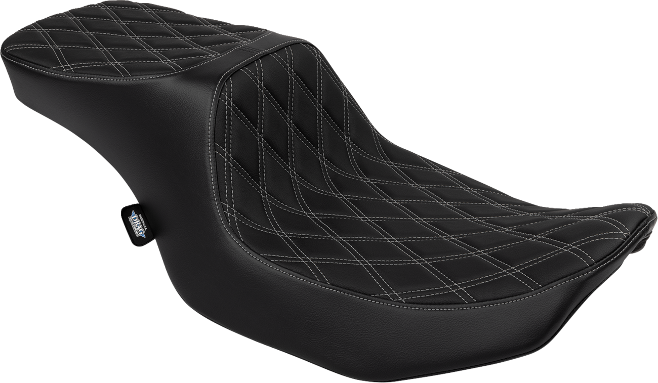 Drag Specialties Seats Predator 2-Up Seat - Vinyl - Double Diamond Silver Stitch - W/O Backrest - FLTR/FLHX '23-'24