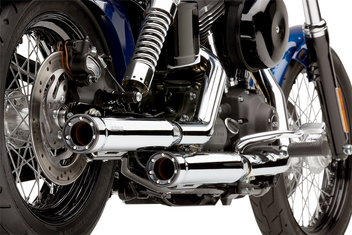 Cobra Slip-On Mufflers With Race-Pro Tips - 3" - Chrome - FXD '91-'17