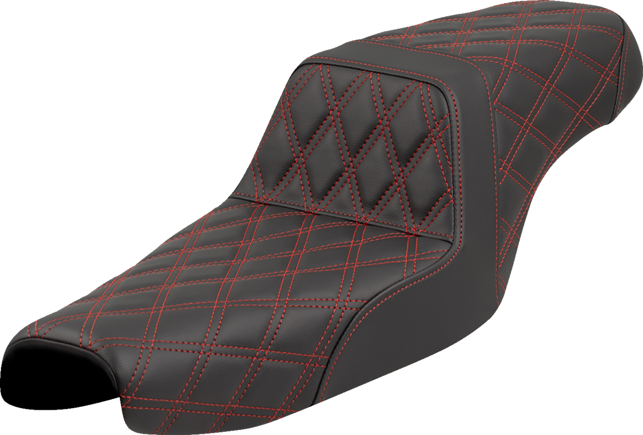 Saddlemen Step-Up Seat - Lattice Stitch - Red Stitch - XL '04-'22