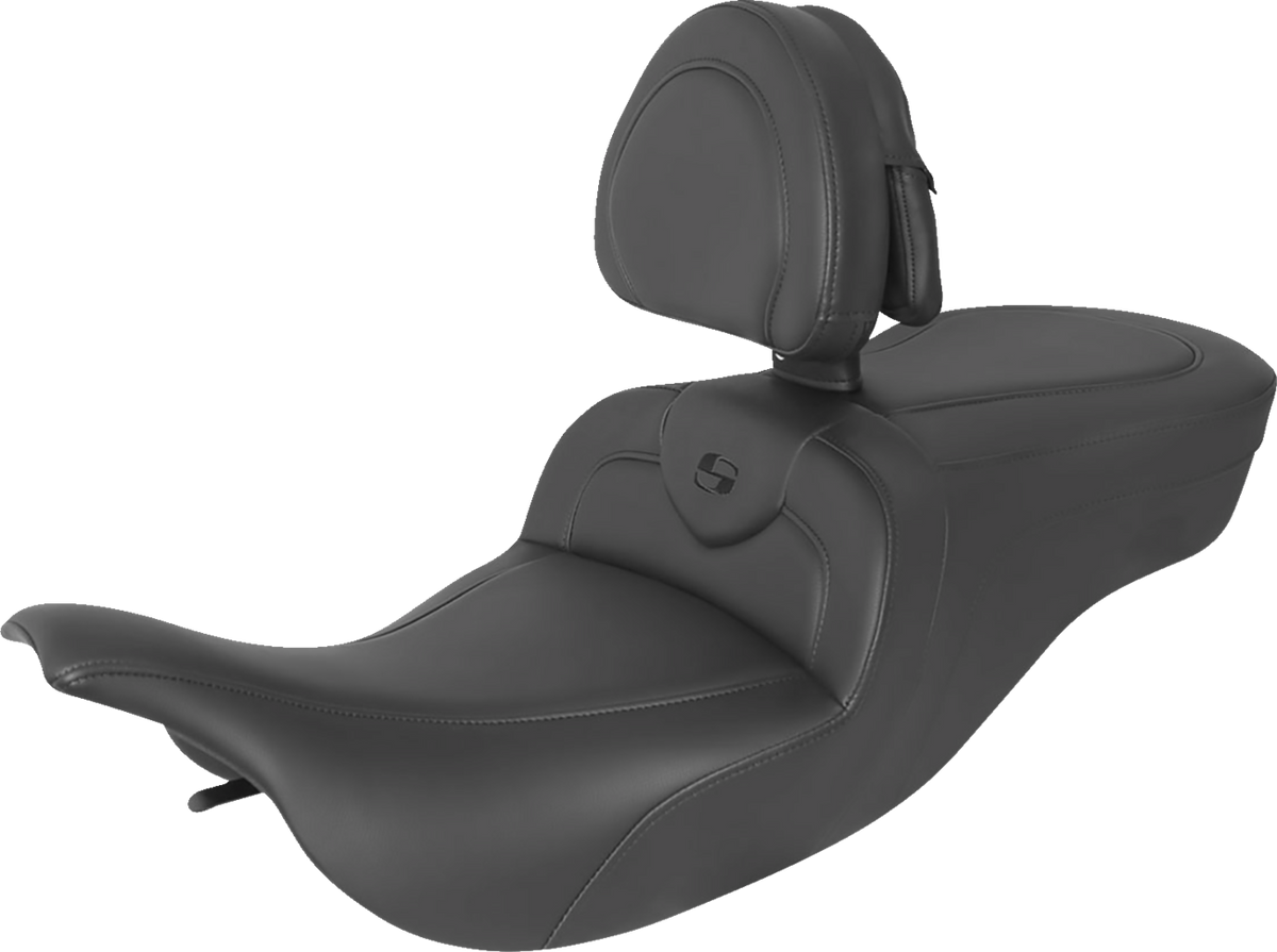 Saddlemen RoadSofa™ Seat - With Backrest - Black W/ Black Stitching - FLH/FLT '97-'07