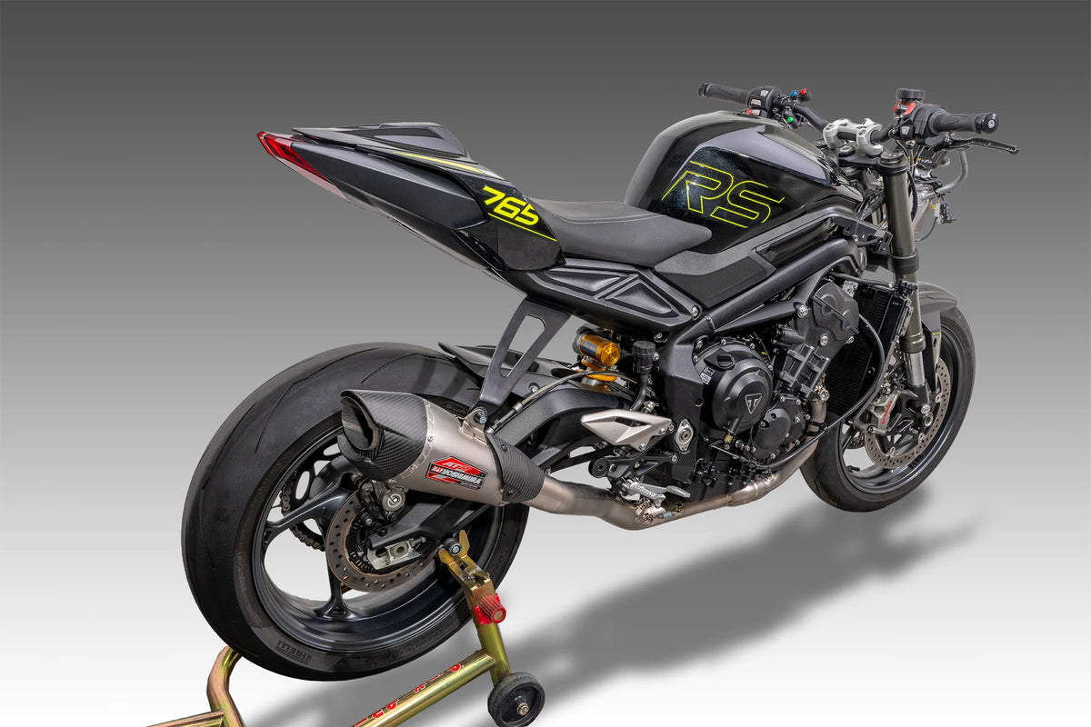Yoshimura Street Triple 765 23-26 RACE AT2 Titanium Full Exhaust, W/ Titanium Muffler