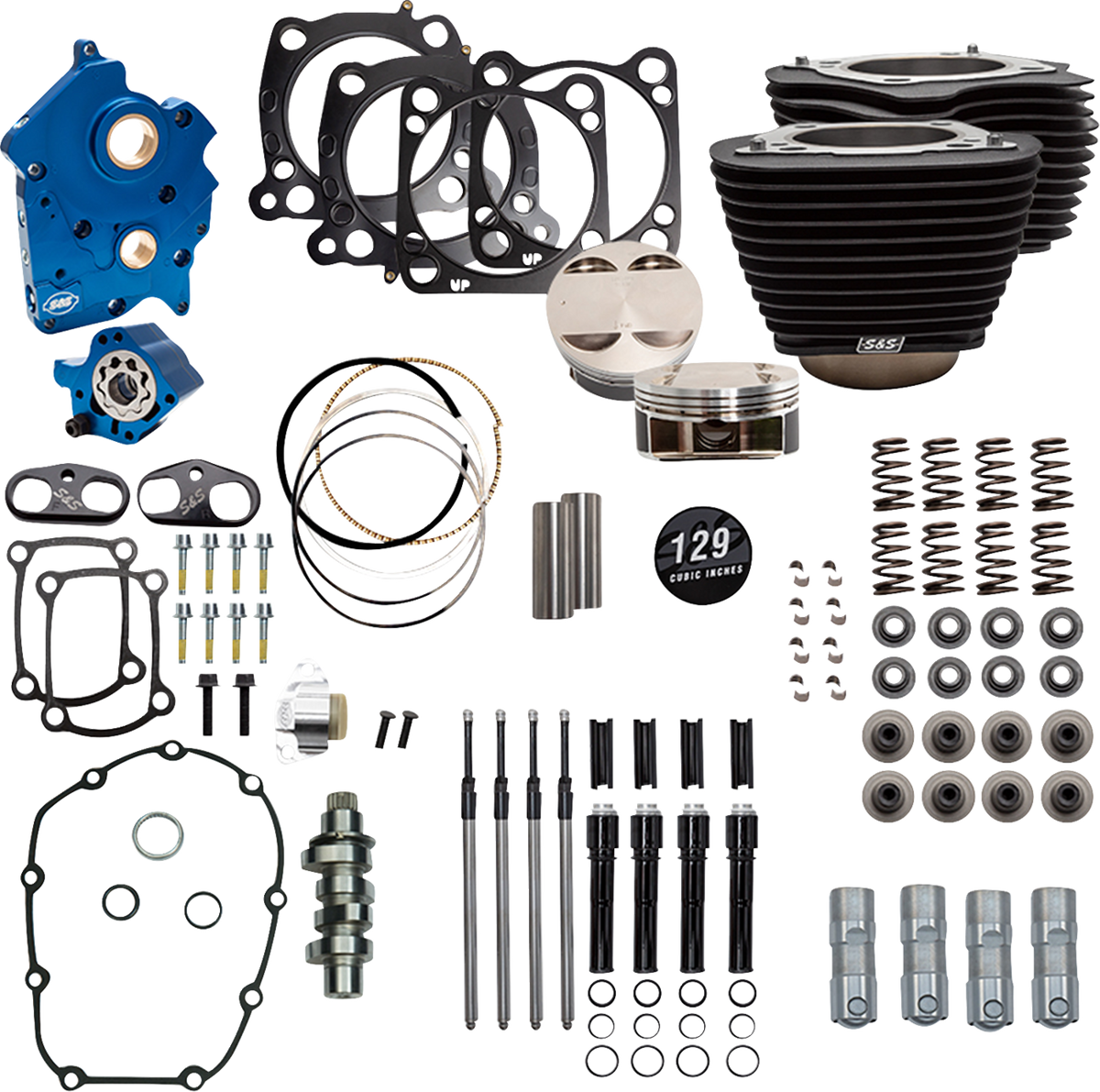 S&S Cycle Power Pack - Oil Cooled - 550C - Wrinkle Black W/O Highlight - Black Pushrod Tubes - 107" M8