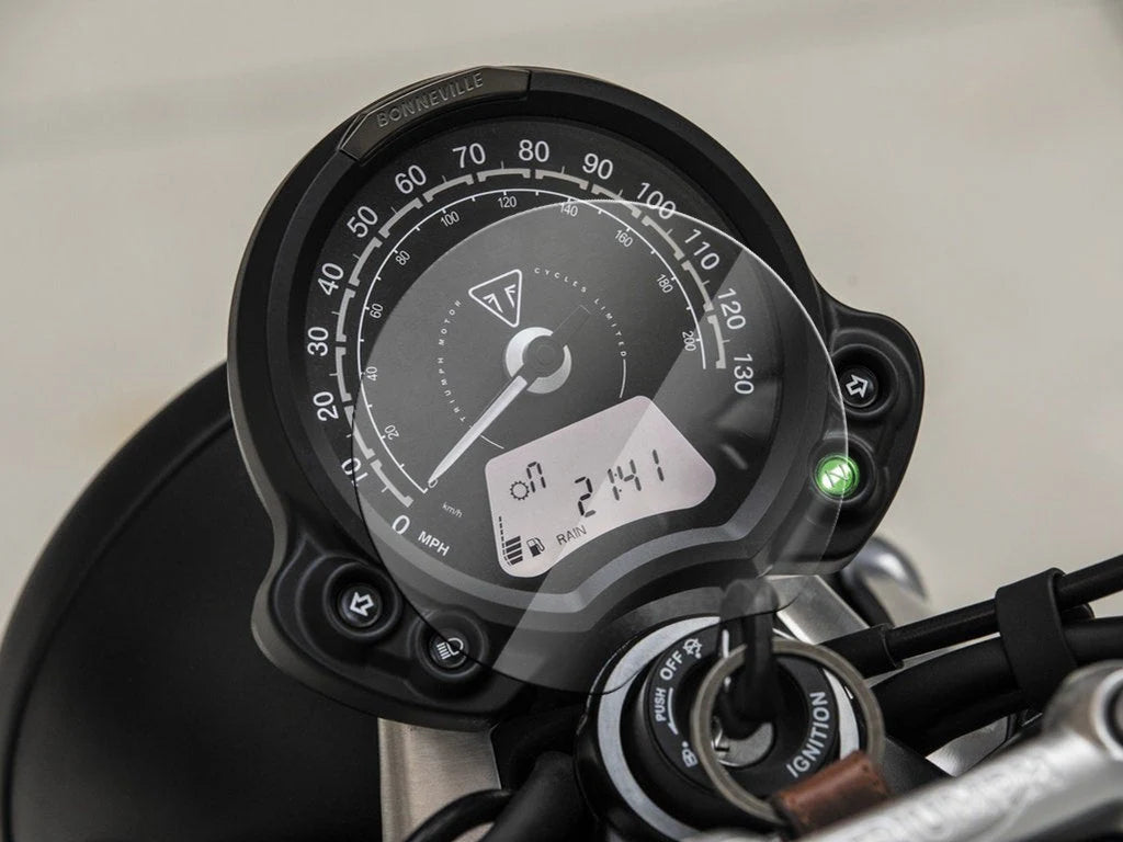 Shieldotron Triumph Bonneville Speedmaster, Bobber, Street Scrambler Instrument Cluster Screen Protector