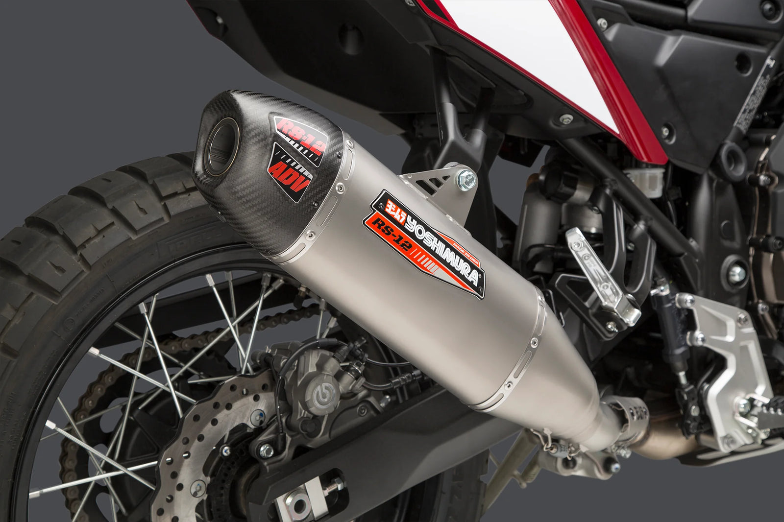 Yoshimura TENERE 700 21-26 RS-12 Stainless Slip-On Exhaust, W/ Stainless Muffler