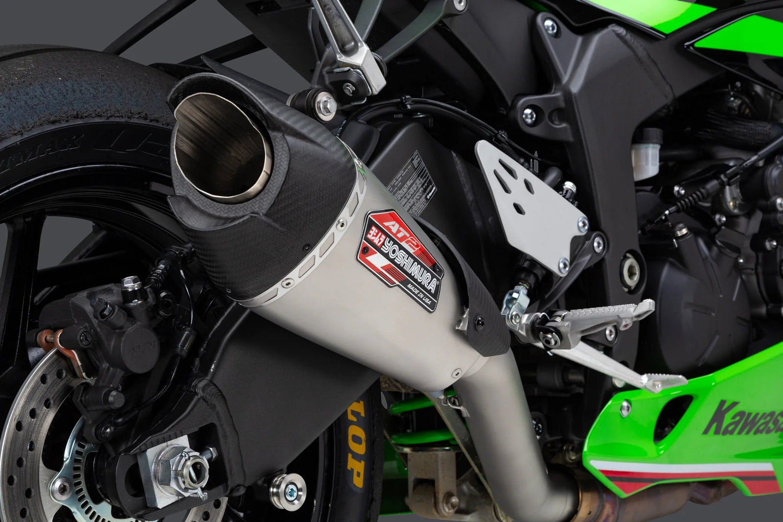 Yoshimura ZX-6R 2019-26 AT2 Stainless 3/4 Exhaust, W/ Stainless Muffler