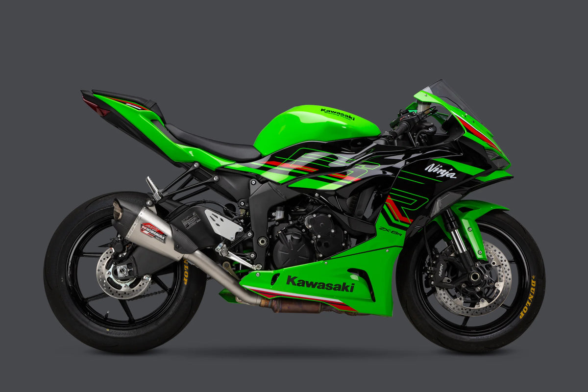 Yoshimura ZX-6R 2019-26 AT2 Stainless 3/4 Exhaust, W/ Stainless Muffler