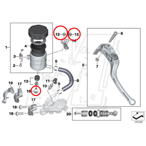 Proti Titanium Front Brake Reservoir Mounting Bolt Kit for S1000RR K67 2020